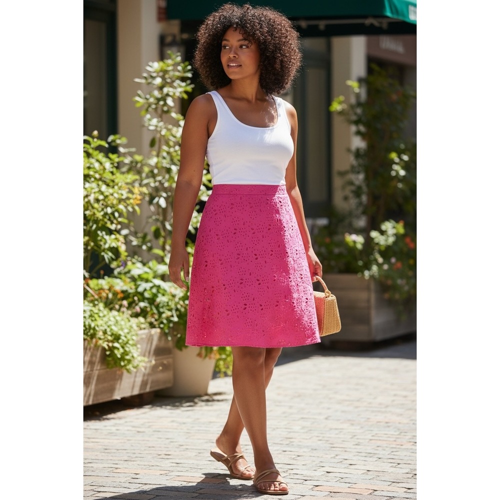 Boden Broderie Eyelet Pencil Skirt Knee Length Size 10L‎ NWT